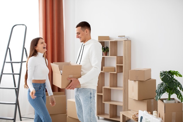 Couple moving in their new house