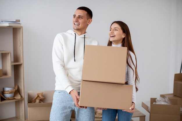 Couple moving in their new house