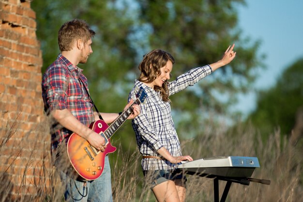 Couple playing music