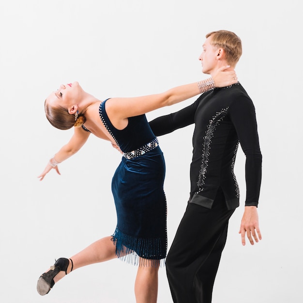 Couple spinning on white background