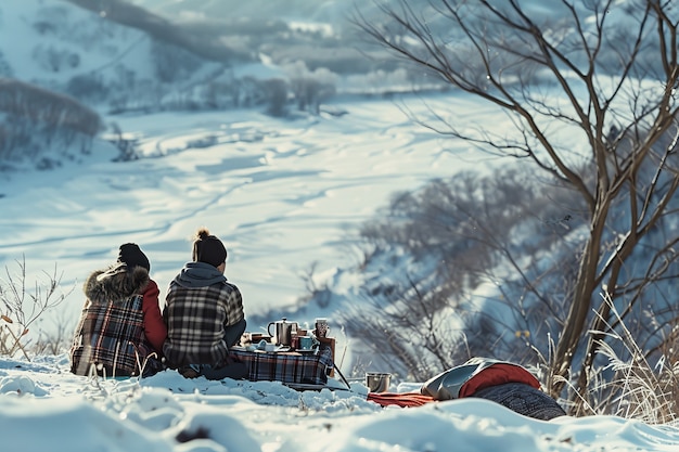 Free Photo couple in summer having a relaxing picnic day together