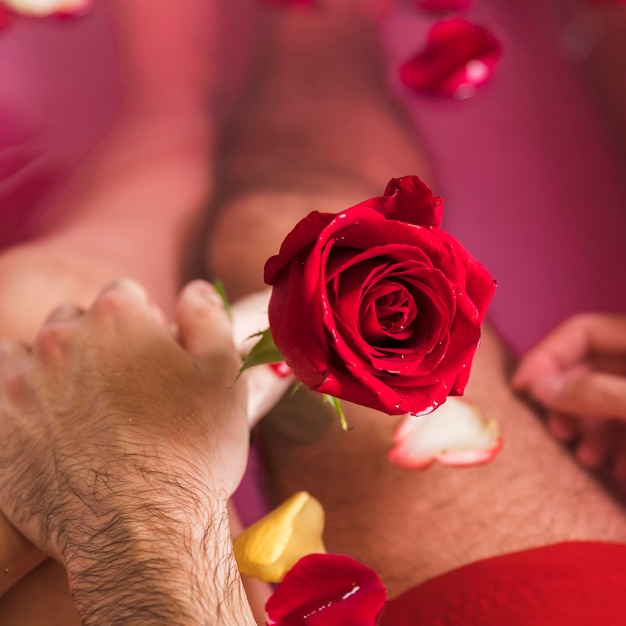 Couple taking a bath on valentines day