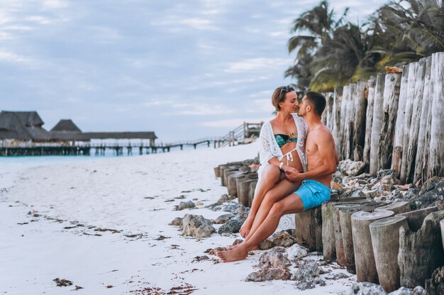 Couple together on a vacation by the ocean