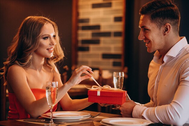 Couple together on valentines day in a restaurant