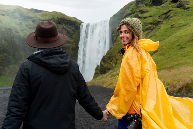 Couple traveling together in country side