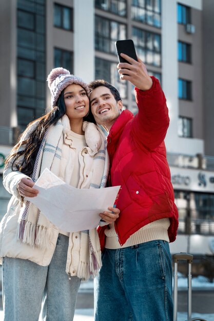 Couple traveling with vaccination passports