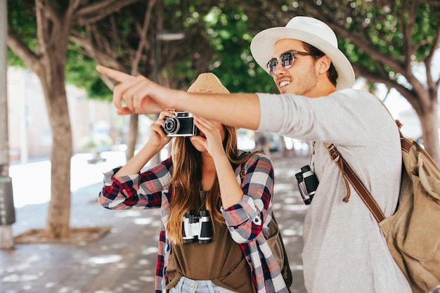 Couple travelling and taking photos