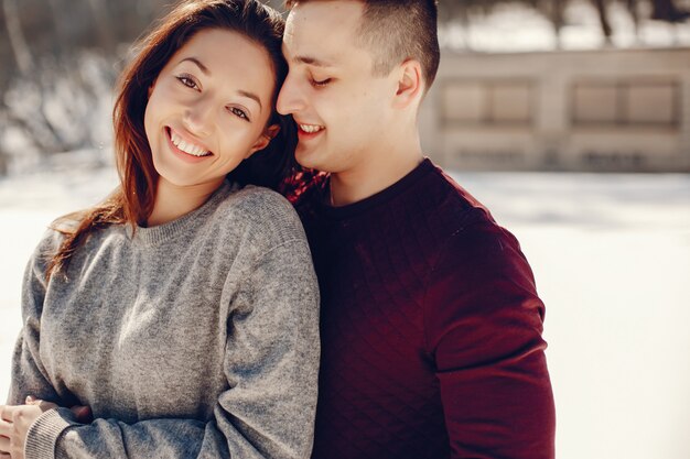 Couple in a winter park