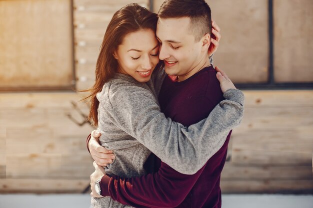 Couple in a winter park