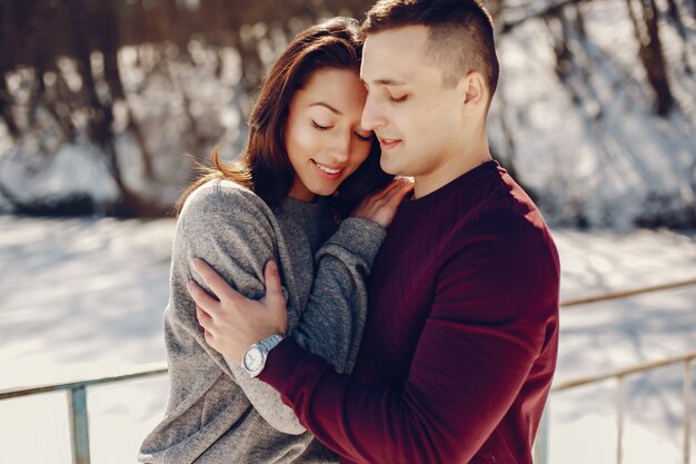 Couple in a winter park