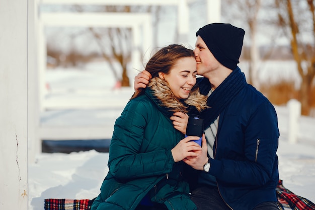 Free photo couple in a winter