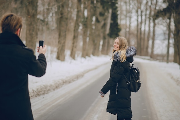 Free Photo couple in winter