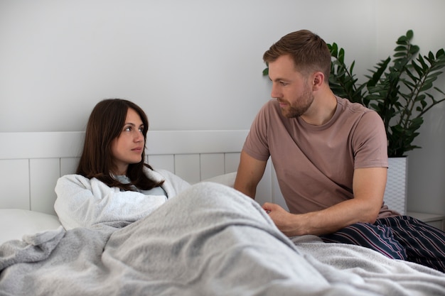 Free photo couple with person suffering from std