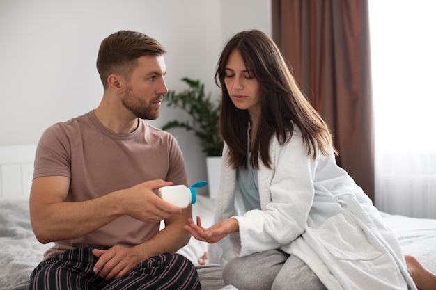 Free photo couple with person suffering from std