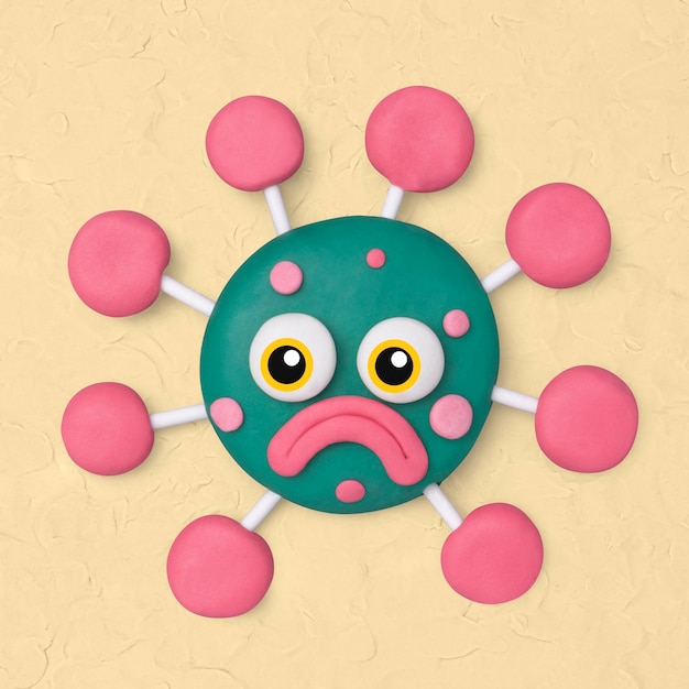 Free Photo covid-19 virus clay character cute handmade creative art for kids