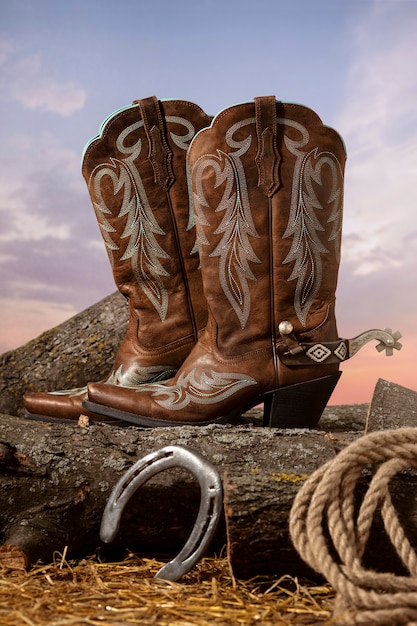 Cowboy background with boots