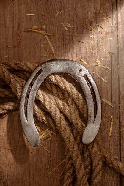 Cowboy background with horse shoe