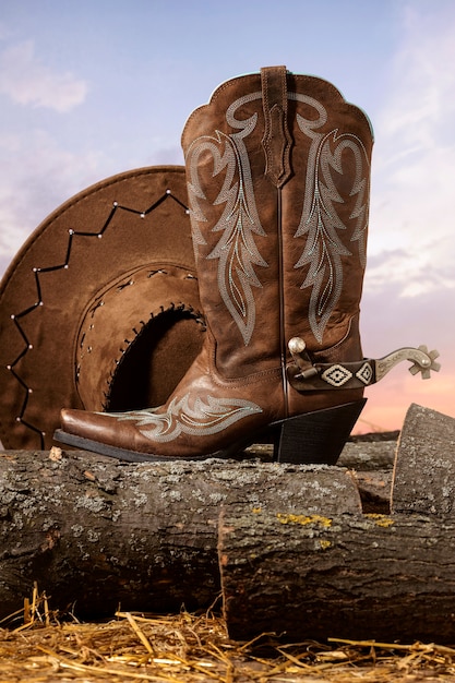 Cowboy inspiration with boots and hat