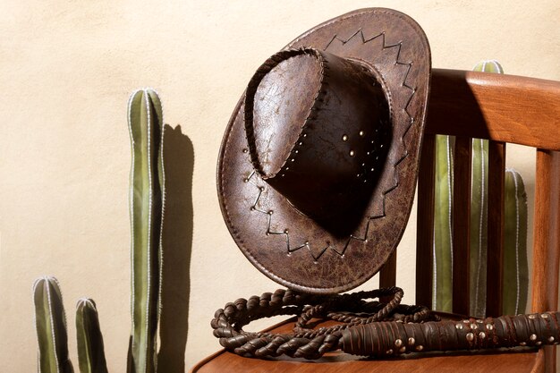 Cowboy inspiration with hat on chair