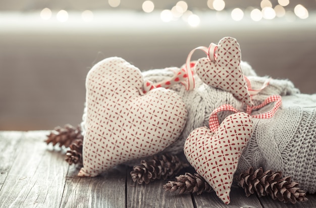 Free photo cozy christmas decorations on a wooden table