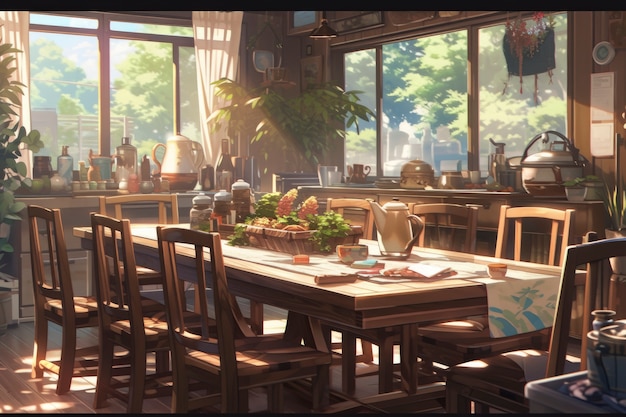 Free photo cozy home interior in anime style