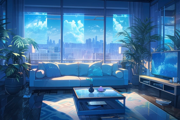 Free photo cozy home interior in anime style