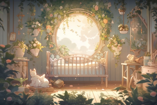 Free Photo cozy home interior in anime style