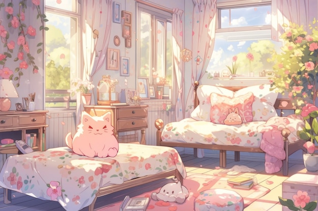 Free photo cozy home interior in anime style