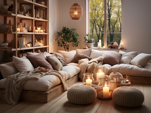 Free Photo cozy and lively home interior design