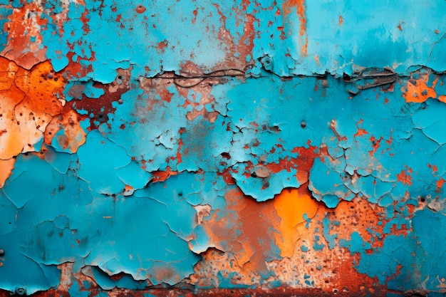 Cracked and rusted blue paint texture surface