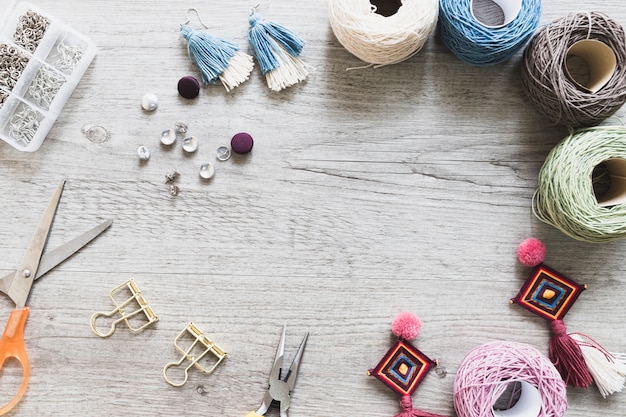 Crafting tools on table