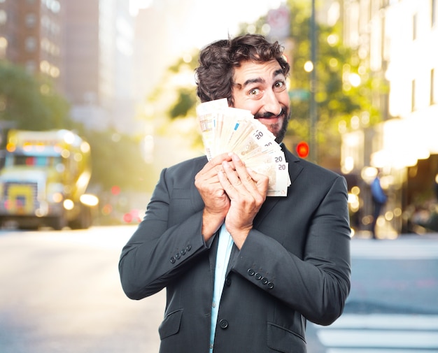 crazy businessman happy expression