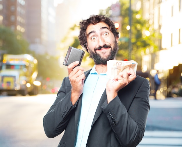 crazy businessman happy expression