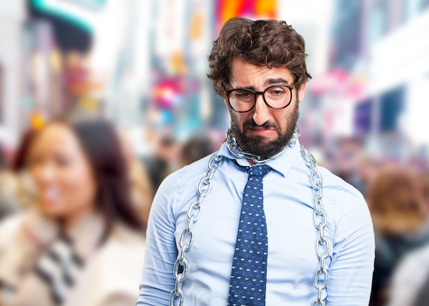 Free photo crazy businessman sad expression