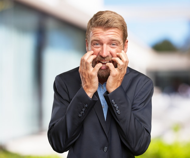 Free photo crazy businessman worried expression