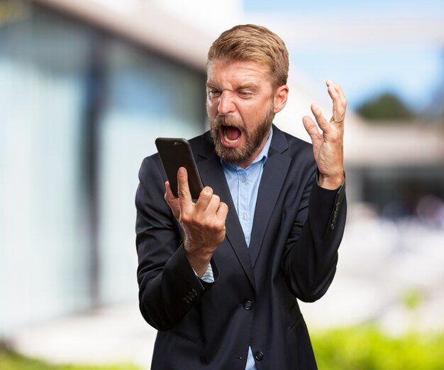 crazy businessman worried expression