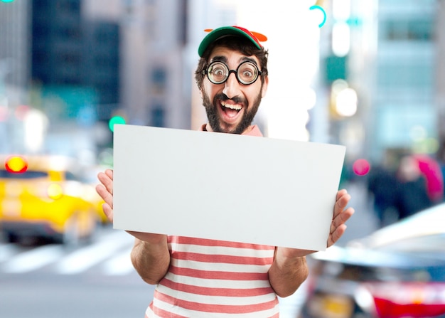 Free Photo crazy young man surprised expression