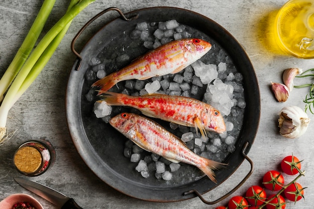 Creative arrangement of raw fish