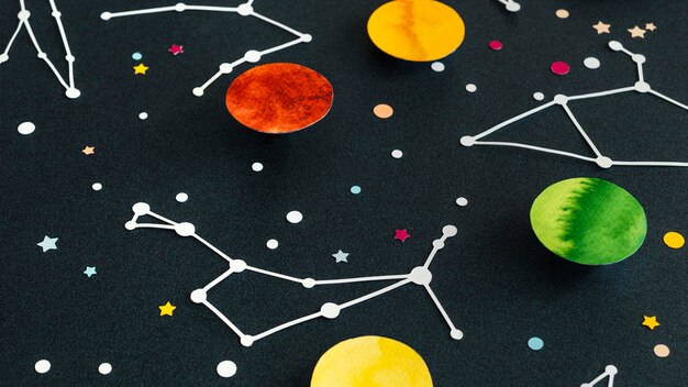 Creative assortment of paper planets