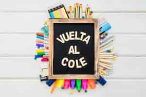 Free photo creative back to school decoration on wooden surface