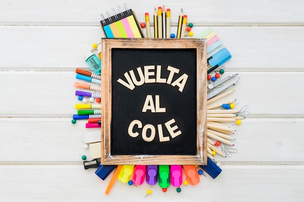 Creative back to school decoration on wooden surface