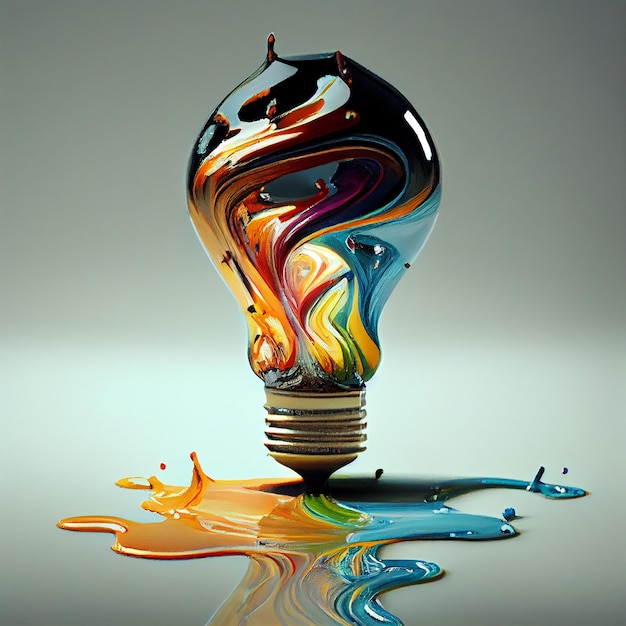 Free Photo creative bulb with paint colors generative ai