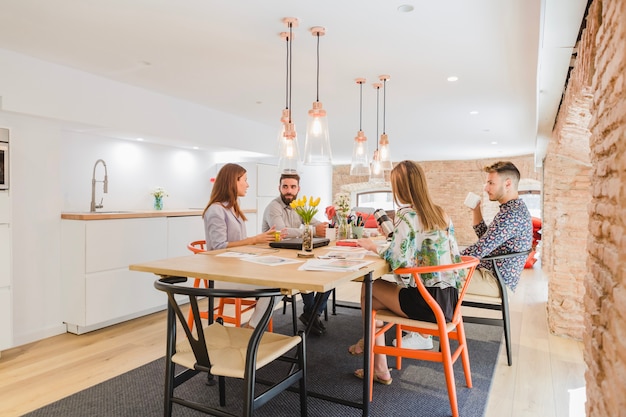 Free Photo creative coworkers having coffee break