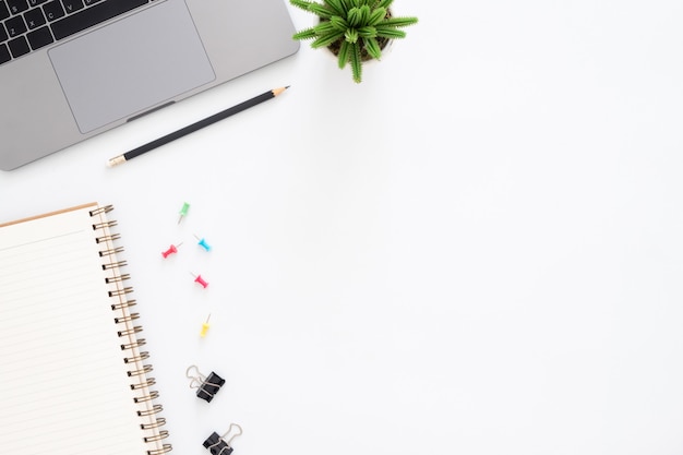 Creative flat lay photo of workspace desk