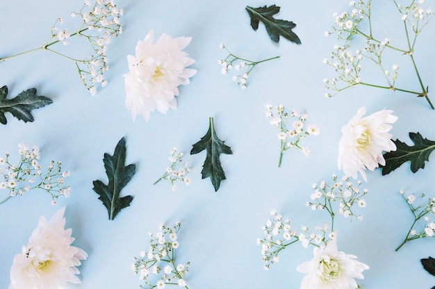 Free photo creative floral pattern on blue