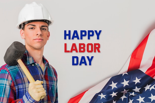 Creative labor day banner composition