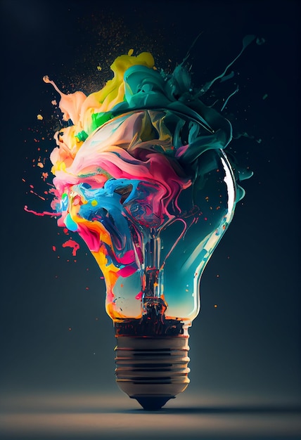 Free photo creative light bulb abstract on glowing blue background generative ai