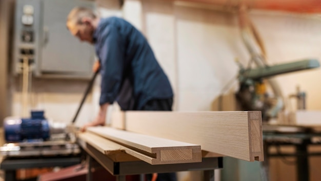 Creative man working in a woodshop