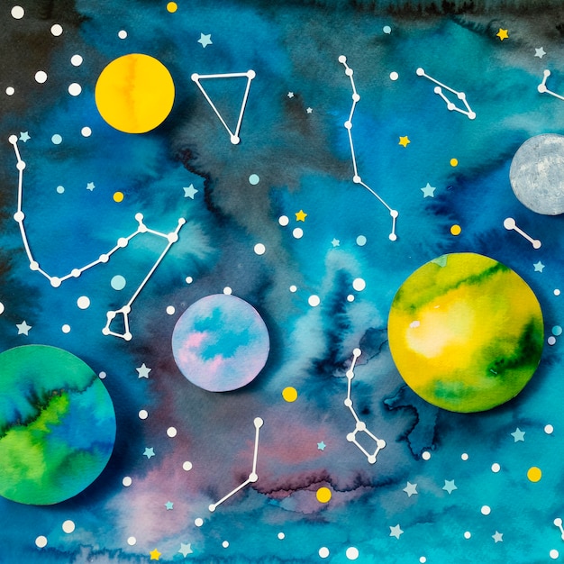 Free photo creative paper planets assortment