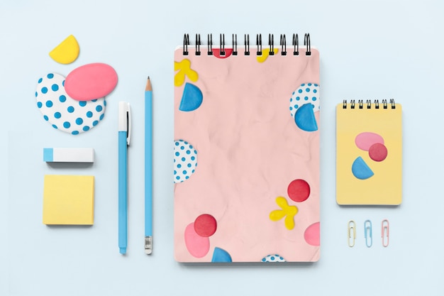 Free photo creative stationery set in cute clay craft kids pattern